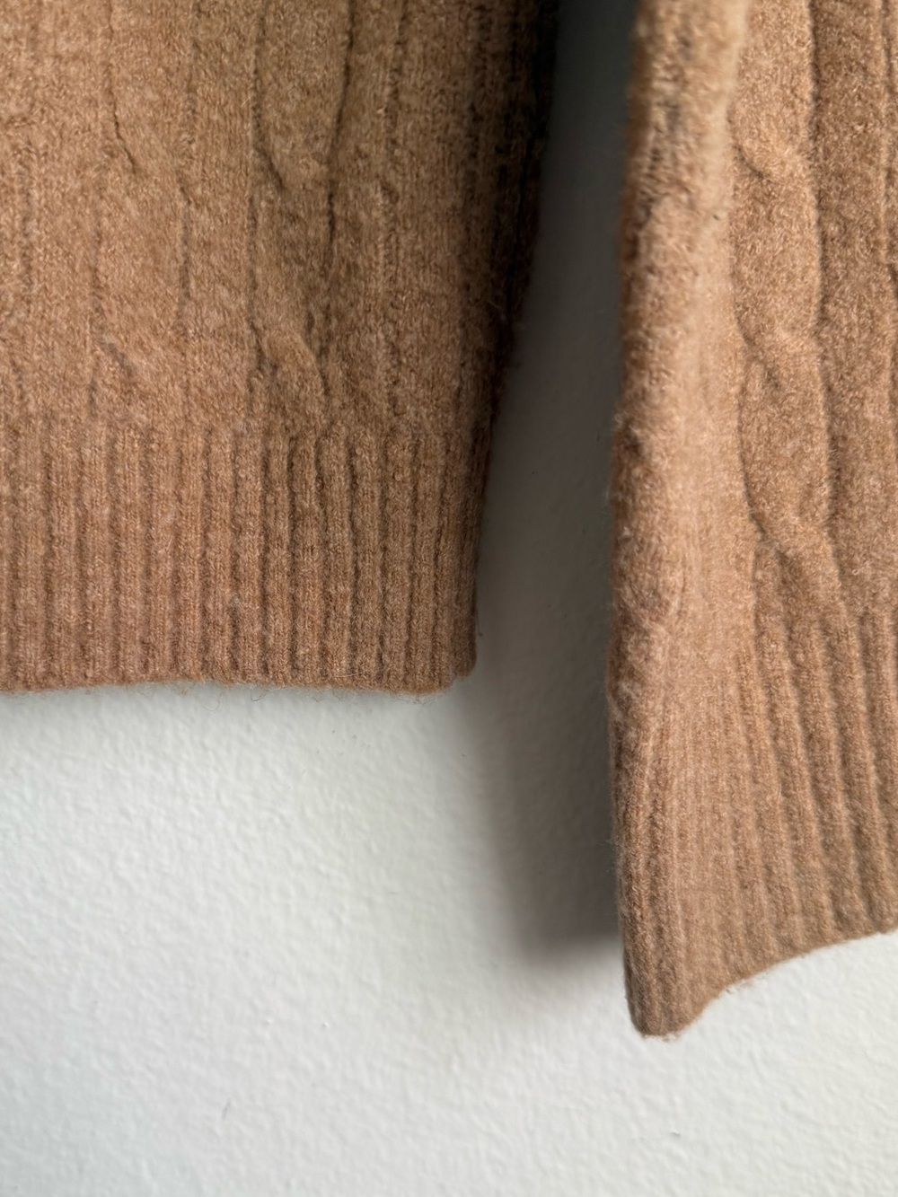J.Crew Extra-Soft Cable Knit Mock Neck Sweater Tan Wool Blend - Picture 5 of 10